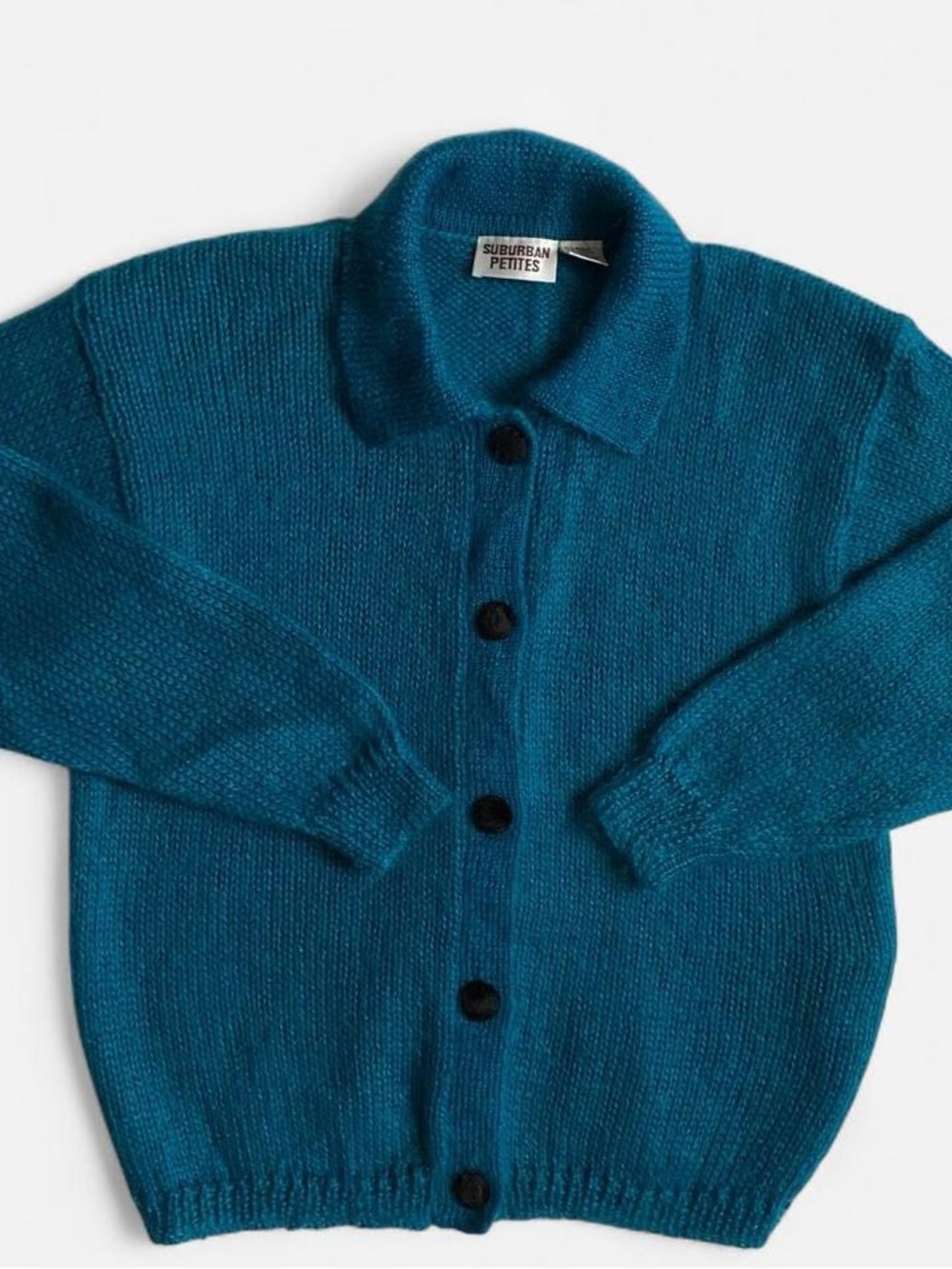 Vintage teal mohair blend cardigan